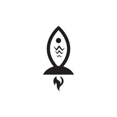 fish rocket logo design icon simple