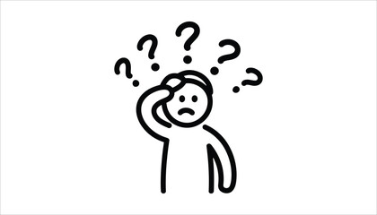 Confused Person Icon. Question Mark Symbol. Problem Solving or Help Concept Vector.
