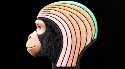 Chimpanzee head profile, colorful design