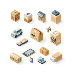 set of cardboard boxes