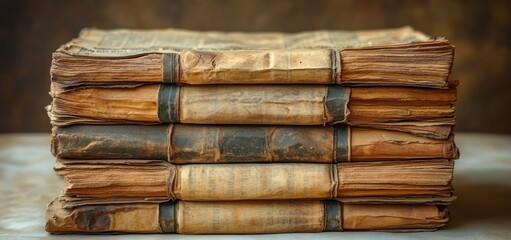 A Stack of Antique Books: A Testament to Time and Knowledge