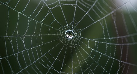 Obraz premium Dewdrop on Spiderweb: A Macro Photography Masterpiece
