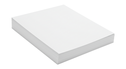 Stack of White Paper Sheets for Printing or Writing Isolated on Transparent Background