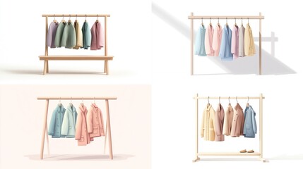 Pastel-toned clothing racks