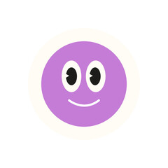 Brutalist smile element sticker. Modern face shape with a playful expression. Abstract circle element in purple color, flat design style, ideal for trendy graphics and fun projects.