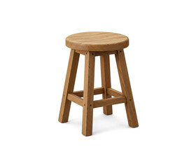 Wooden stool isolated on white background.
