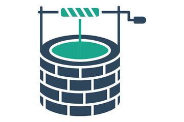 Water well icon. solid icon style. icon irrigation. agriculture elements vector illustration
