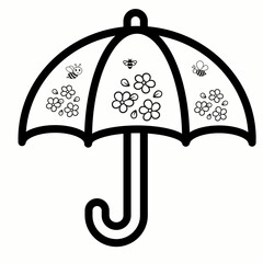 an outline umbrella with floral design for kids coloring page