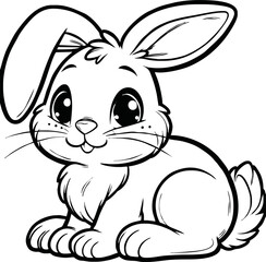 Easter bunny in the garden coloring page for kids