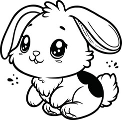 Fototapeta premium Easter bunny in the garden coloring page for kids