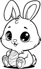 Easter bunny in the garden coloring page for kids