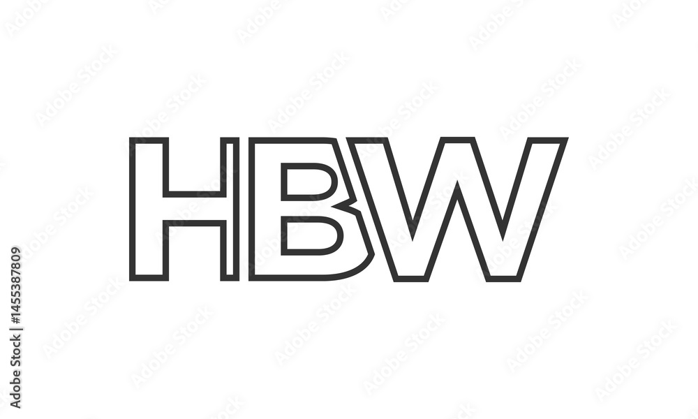 Poster HBW logo design template with strong and modern bold text. Initial based vector logotype featuring simple and minimal typography. Trendy company identity.