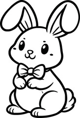 Easter bunny in the garden coloring page for kids