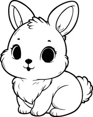 Easter bunny in the garden coloring page for kids