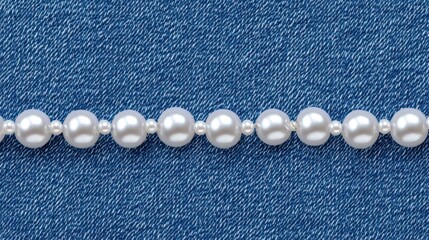 Elegant Pearl Necklace on Denim: A Classic Fashion Statement