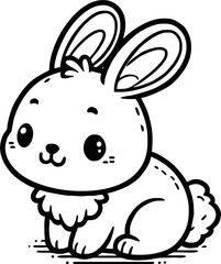 Easter bunny in the garden coloring page for kids