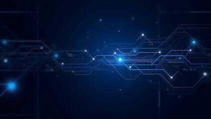 Futuristic Abstract Blue Technology Background with Glowing Digital Lines and Network Pattern