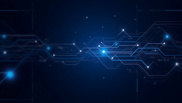 Futuristic Abstract Blue Technology Background with Glowing Digital Lines and Network Pattern
