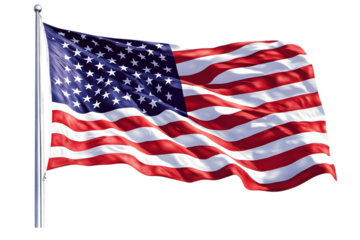 American Flag Waving Isolated on Transparent Background Illustration