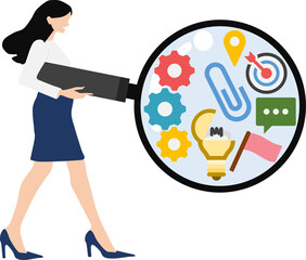 しっかり調査する女性女性実業家のイラスト