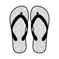 ‎A black and white flip flops line art of a coloring page