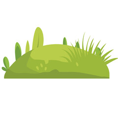 A simple illustration of a green hill with two bushes, showcasing a serene and natural landscape. Perfect for environmental, outdoor, and scenic-themed projects.