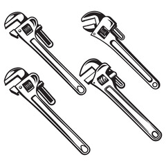 black silhouette of pipe wrench