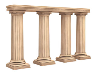 Architectural Columns Illustration on Transparent Background 3D Rendering