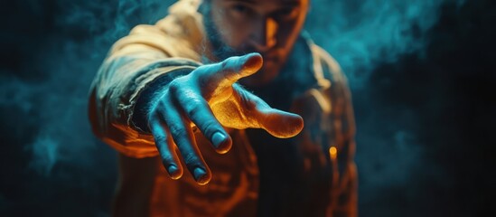 Man Reaching Out in Smoke