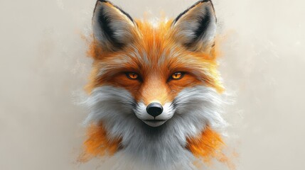 Obraz premium Fierce fox portrait, detailed fur, amber eyes. Mystical aura