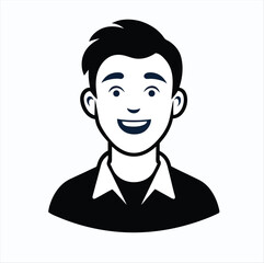 "Man Face Smile Silhouette Icon on White Background &ndash; Vector Illustration"