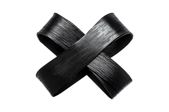 Crossed Black Duct Tape Pieces isolated on transparent background
