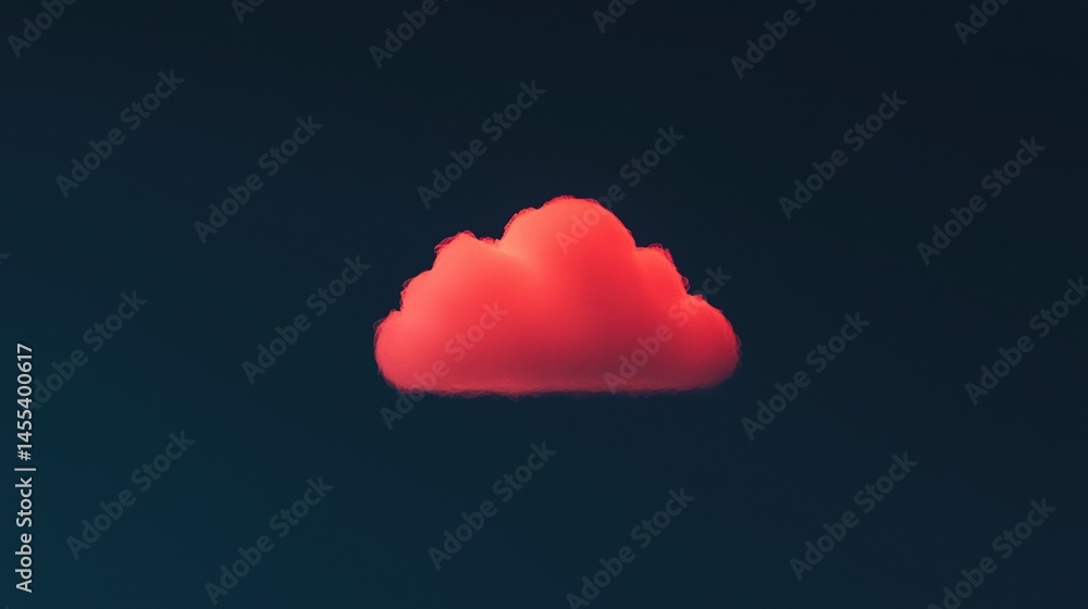 Poster a single red cloud floats against a dark, gradient sky, creating a minimalist and surreal visual eff