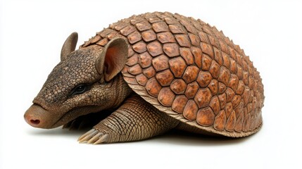 Fototapeta premium A Close Up of a Nine Banded Armadillo on White Background