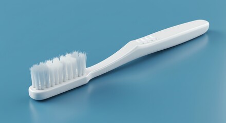 White Toothbrush on Blue Background