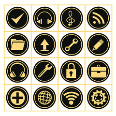 Modern Web and App Interface Icon Set – 50 Black Circular UI Symbols