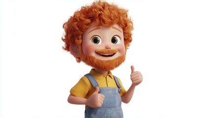 Happy cartoon boy with thumbs up gesture