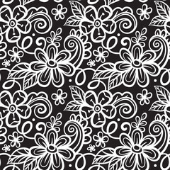 Hand drawn simple abstract flowers print. Trendy collage pattern. Fashionable template for fabric design.