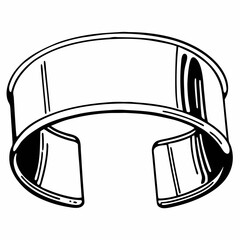 Bold cuff bracelet making a stylish statement - line art vector illustration in white background