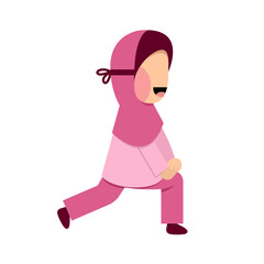 Muslim Girl Stretching Flat Illustration