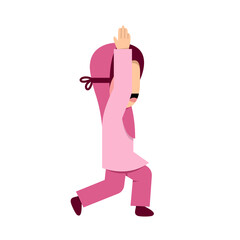 Muslim Girl Stretching Flat Illustration