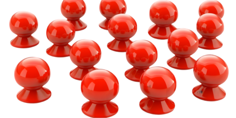 Glossy Red Spheres in 3D Composition Abstract Isolated on Transparent Background