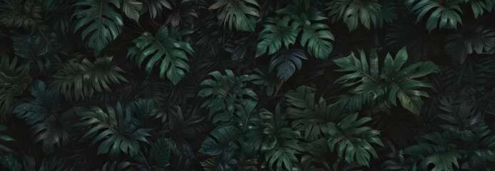 Intricate dark green & black leaf abstract  Bold tropical foliage design , illustration, bold
