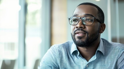 Obraz premium Black entrepreneur discussing a business plan in a bright office.