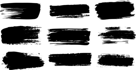 Grunge Brush Stroke Textures, Vector Ink Paint Smears for Creative Design Projects