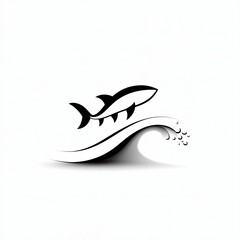 Obraz premium Stylized Fish and Wave Logo Design