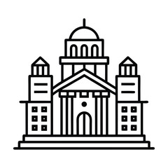 black and white building icon for urban and architecture concepts