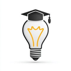 Graduation Cap on Lightbulb Education and Ideas Illustration
