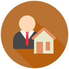 Broker Agent mini illustration rounded flat color icon, use for trade wars, economy, business, finance, economic competition, UI, UX kit, app and web development, digital or print.
