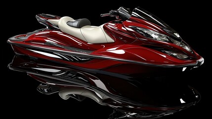 Sleek Red Personal Watercraft on Black Background